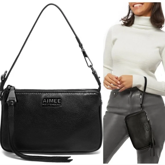 Aimee Kestenberg▪️Fiery Novelty Pouchette Sandy Laser Cut Leather Wristlet Purse - Picture 9 of 9